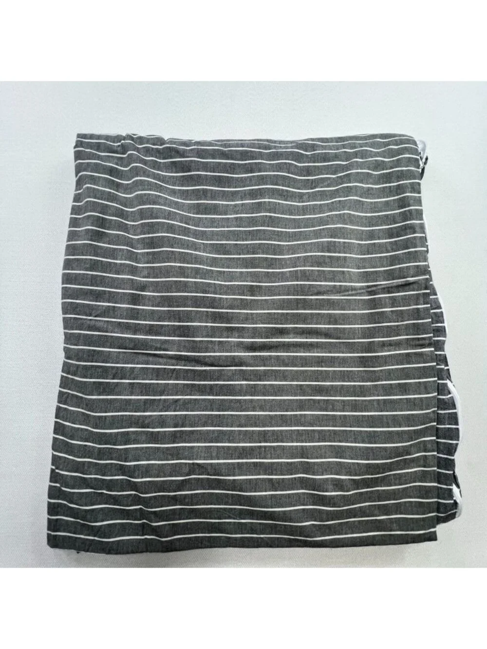 Wake In Cloud 100% Cotton Gray Striped Zip Duvet Cover Bedding Lightweight